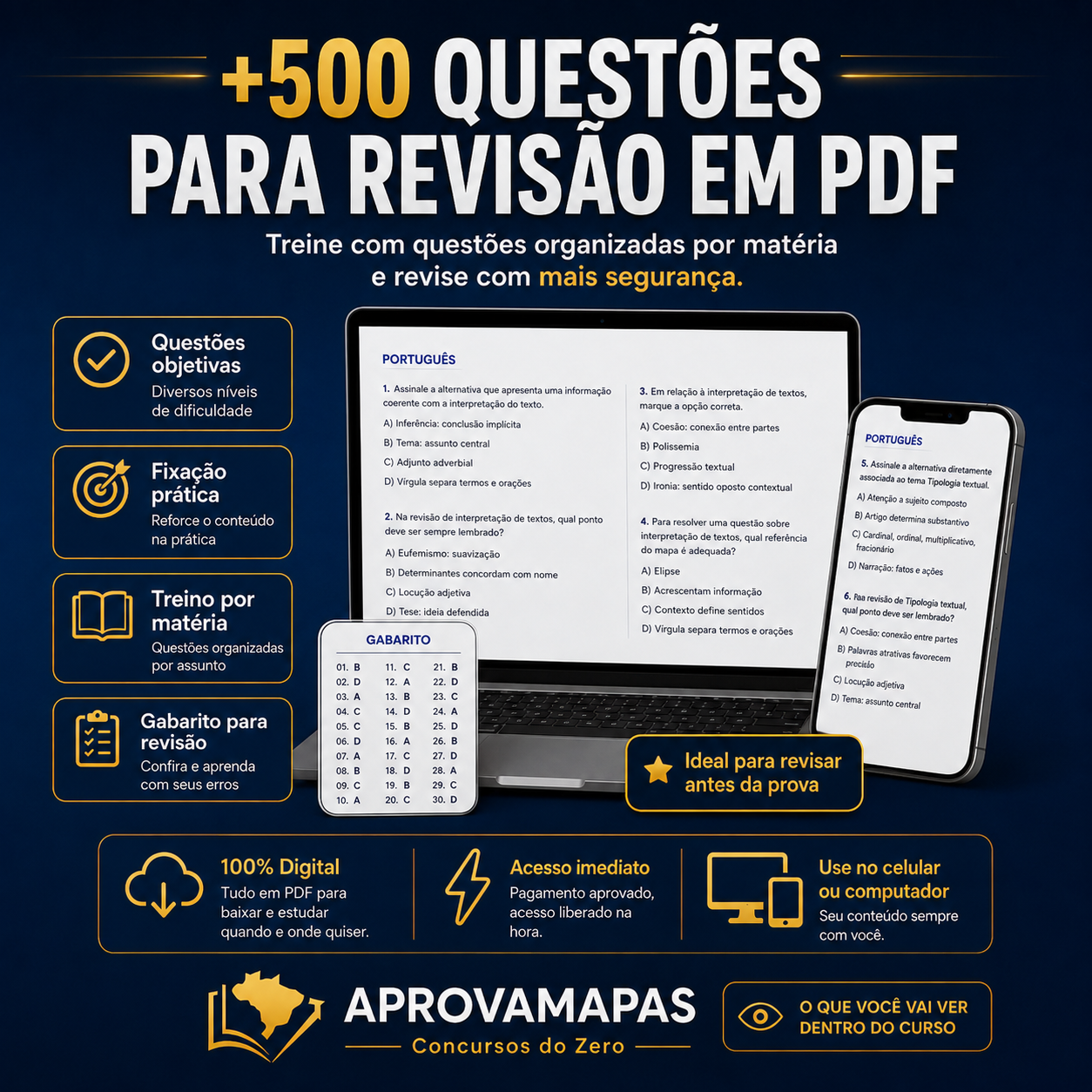 +500 Questões para Revisão em PDF